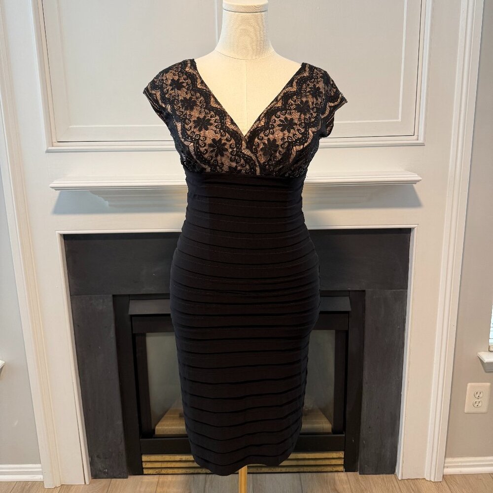 ✨ Adrianna Papell Black Lace & Bandage Sheath Dress ✨